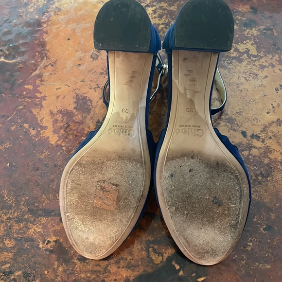 Chloē Scalloped Ankle Strap d’Orsay Pump Lagoon Blue size 39 incl box/dust bags - Picture 6 of 8